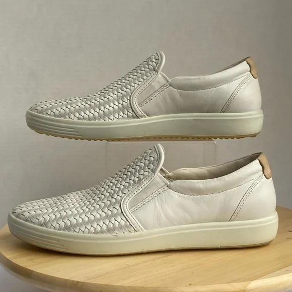 Ecco Women's Cream Woven Slip-On Sneakers - Picture 7 of 12